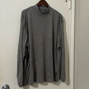 John Henry Grey Ribbed Mock Neck Long Sleeve Shirt XL